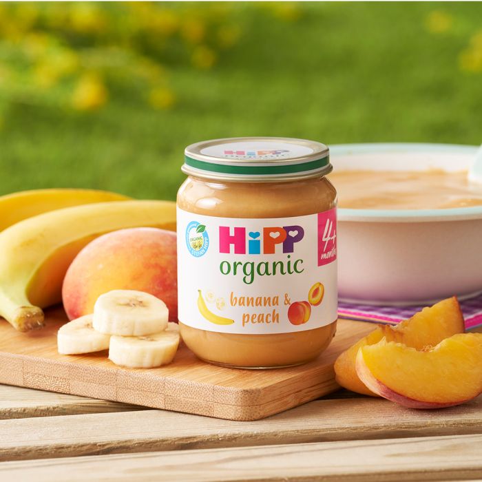 HiPP Organic Banana and Peach Puree 125g 4m+
