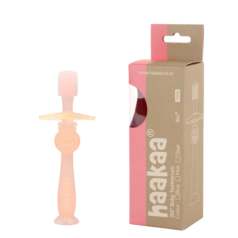 Haakaa 360° Silicone Toothbrush Pink Age-6 Months & Above