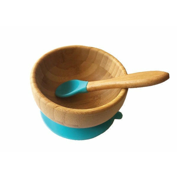 Haakaa Bamboo Bowl & Spoon Set Blue