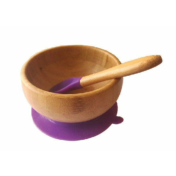 Haakaa Bamboo Bowl & Spoon Set Purple