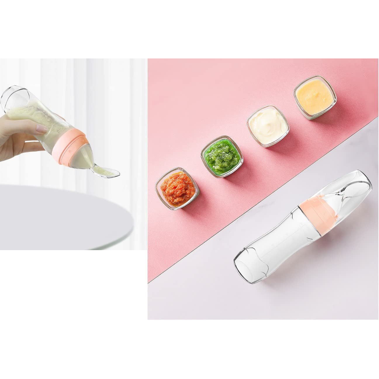 Haakaa Silicone Baby Food Dispensing Spoon Peach Age-6 Months & Above