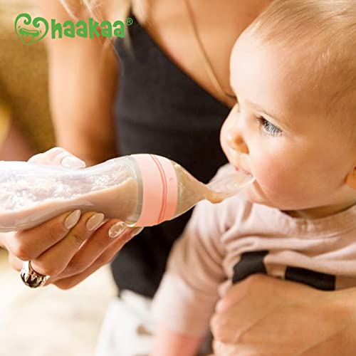 Haakaa Silicone Baby Food Dispensing Spoon Peach Age-6 Months & Above
