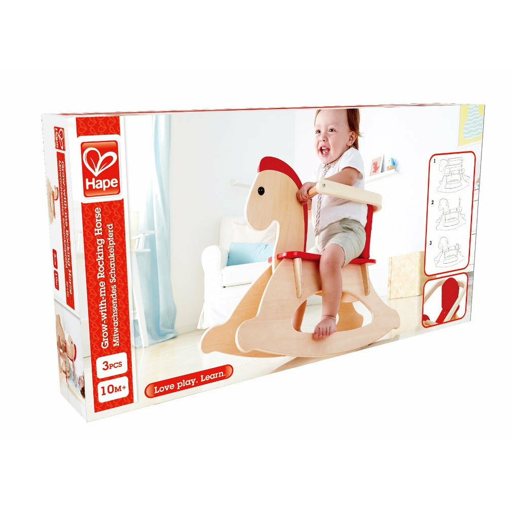 Hape - Grow with Me Rocking Horse Light Brown Age- 10 Months to 2 Years