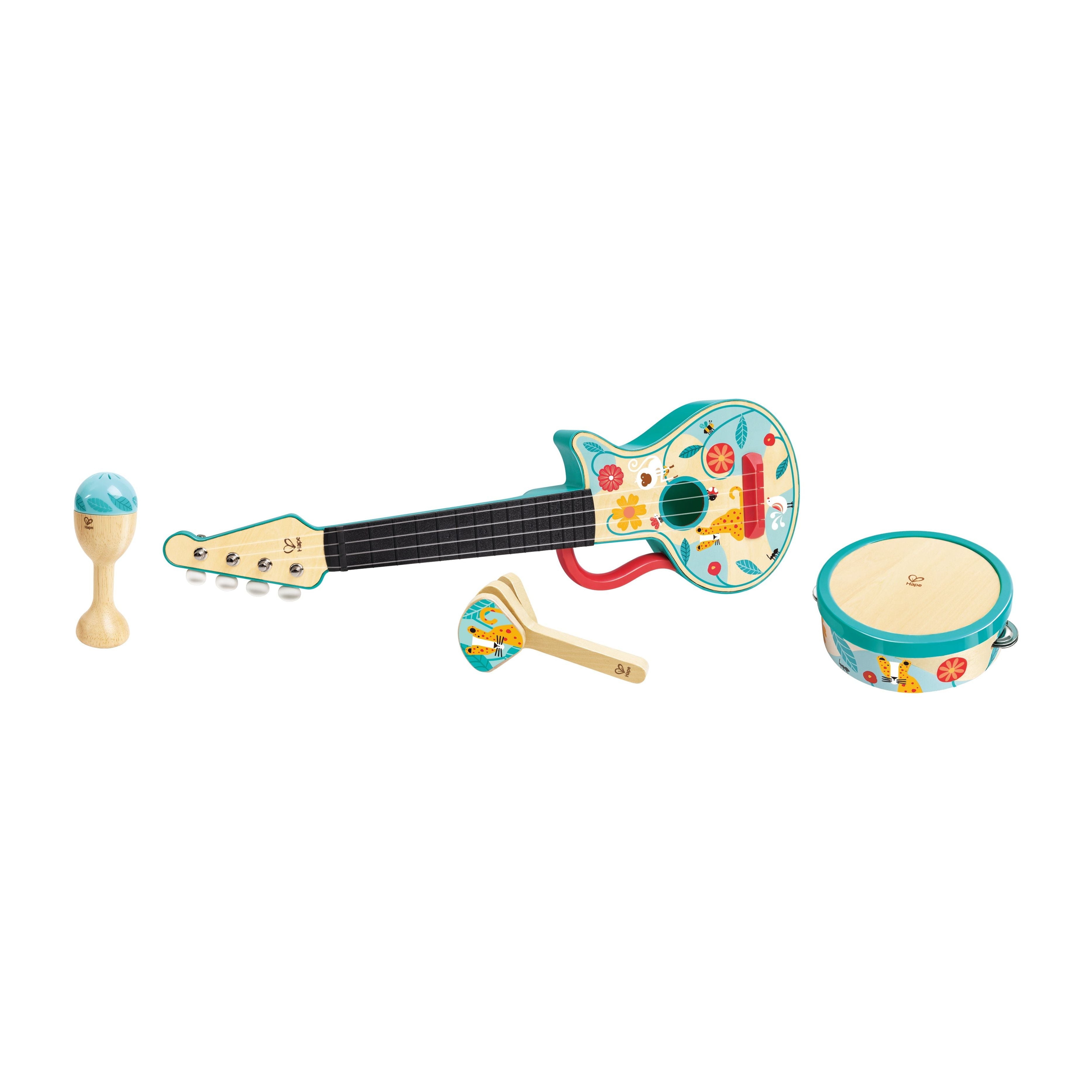 Hape 4 in 1 Ukulele Music Instrument Wooden Set 4 Pieces