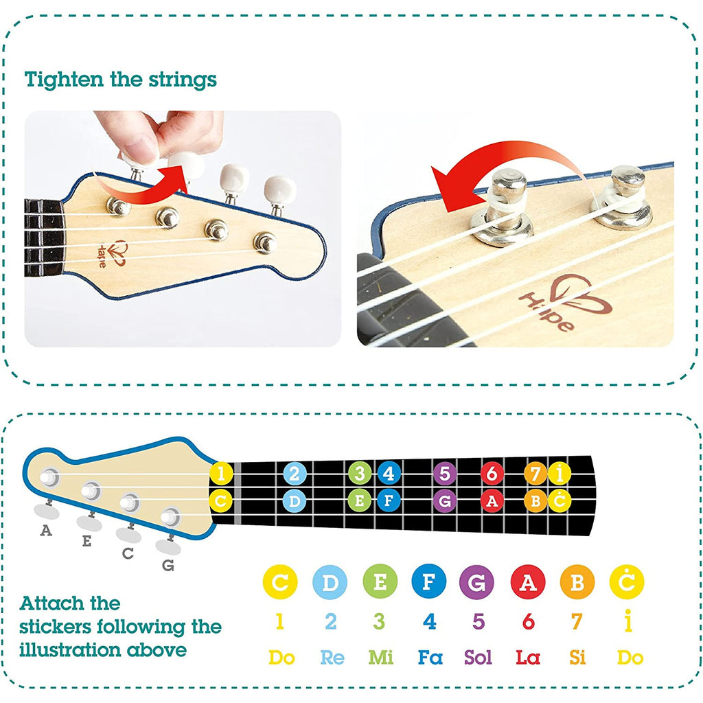 Hape Learn With Lights Ukulele Guitar Blue Age- 3 Years & Above