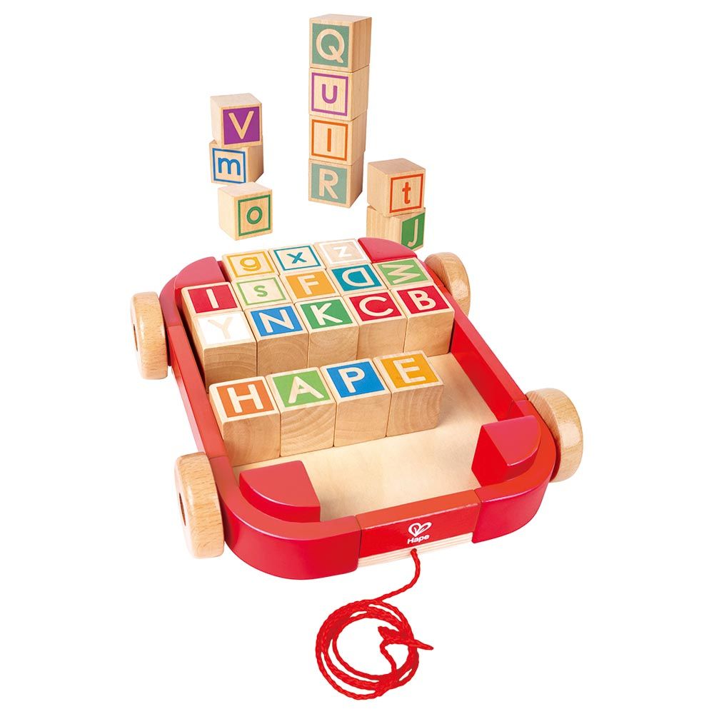 Hape Pull-Along Cart With Stacking Blocks Multicolor Age- 24 Months & Above