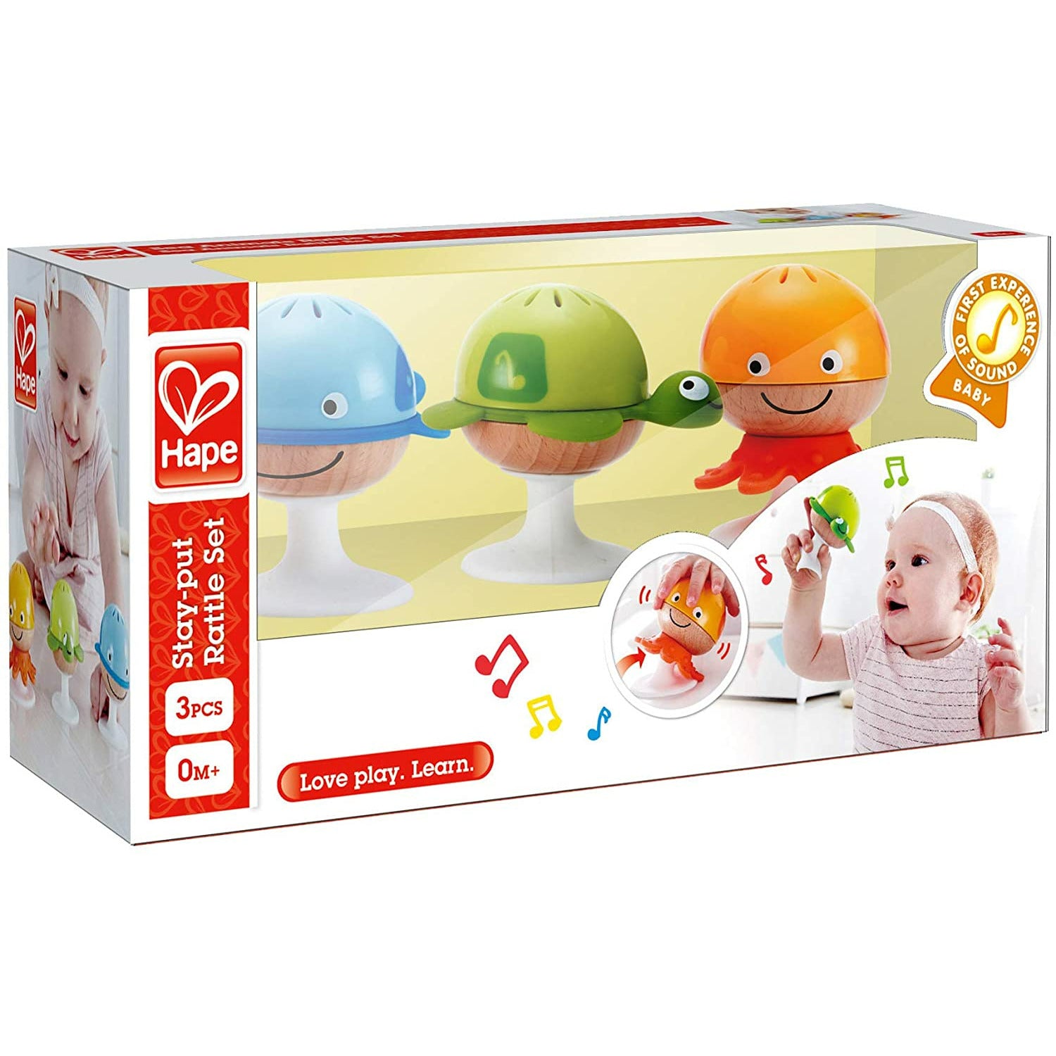 Hape Stay Put Rattle Set Multicolor Age-0-3 Months