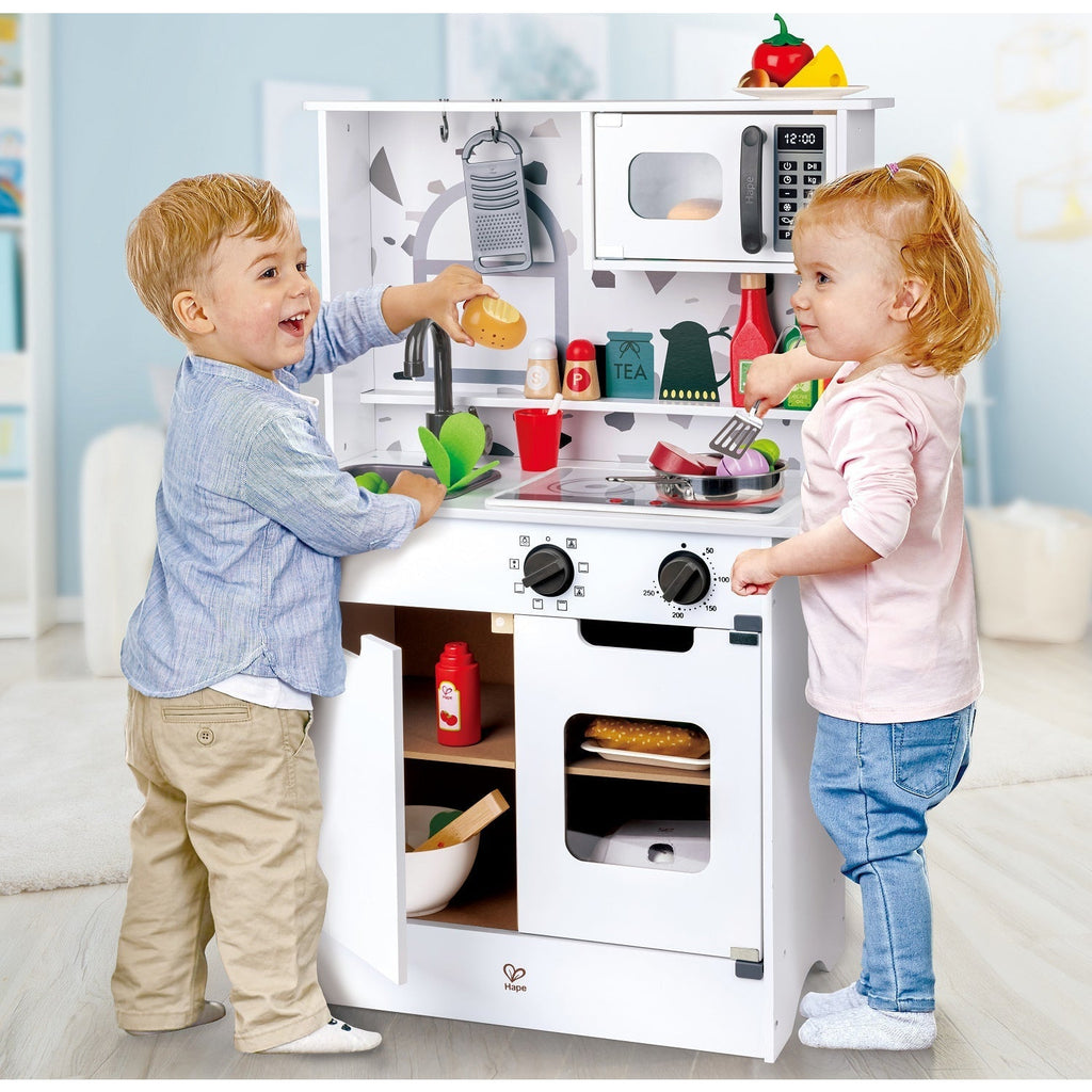 Hape White Gourmet Kitchen Set With Sound White Age- 3 Years & Above