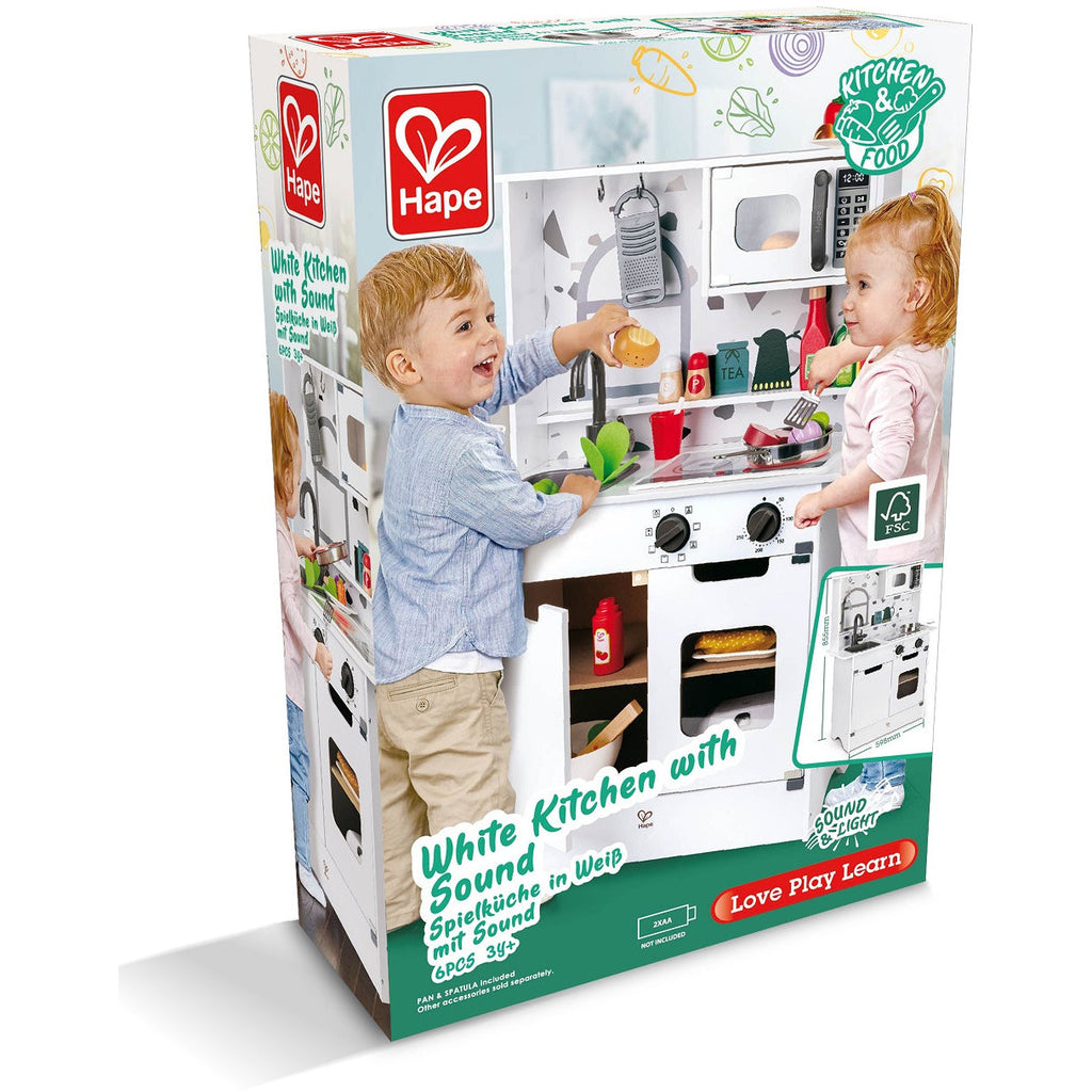 Hape White Gourmet Kitchen Set With Sound White Age- 3 Years & Above