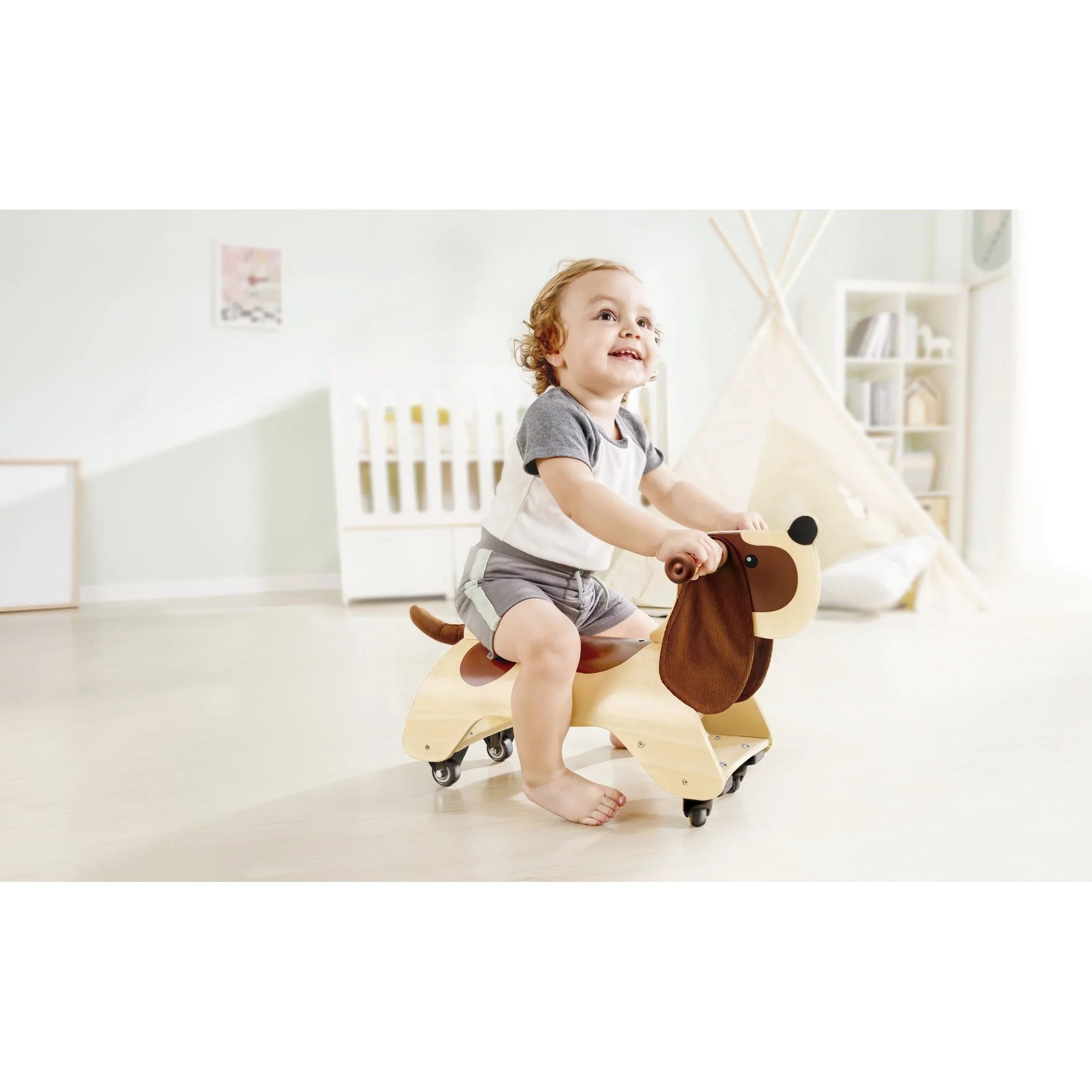 Hape Wooden Ride-On Dachshund Puppy Multicolor Age- 12 Months & Above