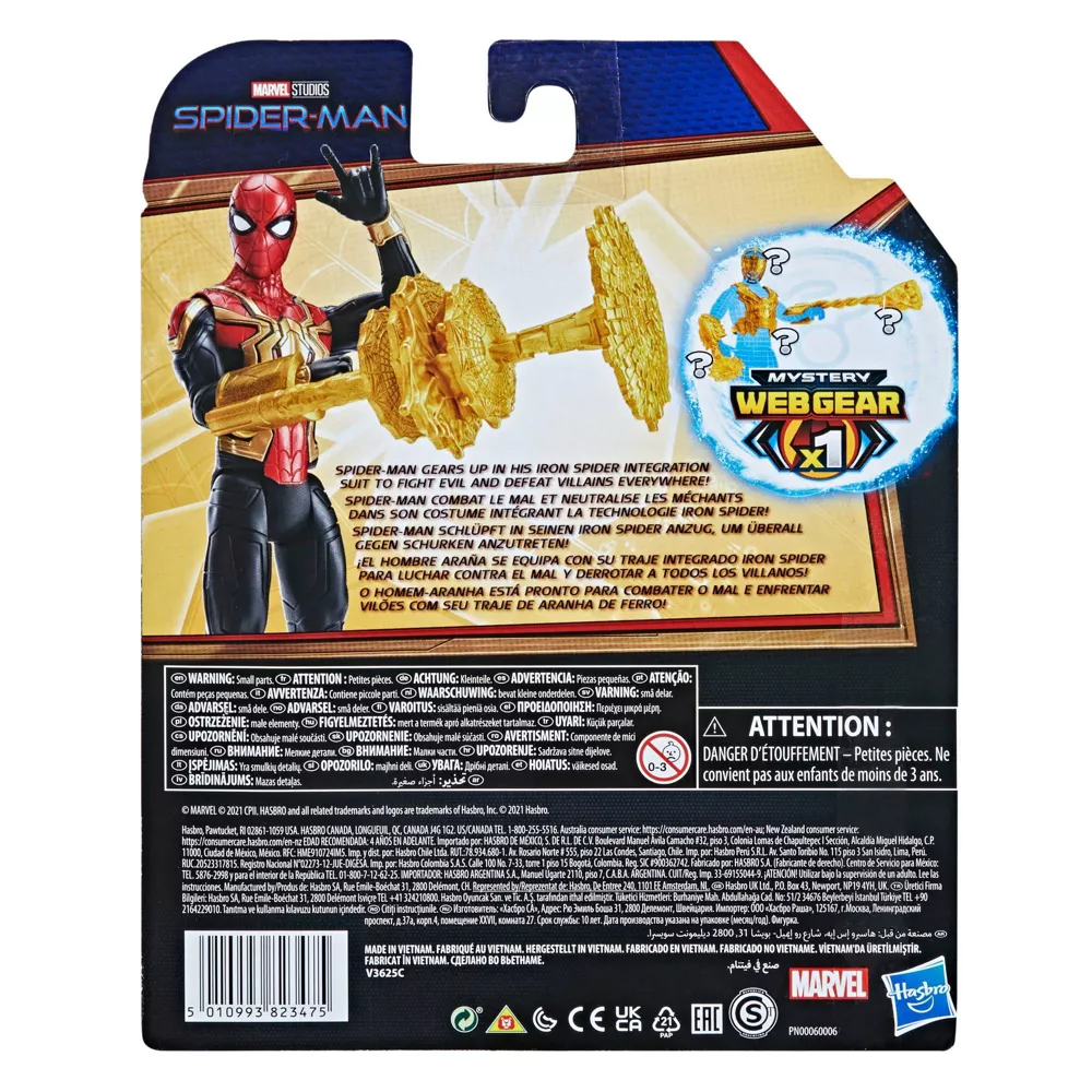 Hasbro Marvel Spider-Man Mystery Web Gear Iron Spider Integrated Suit 6-inch Figure Blue/Red Age- 3 Years & Above