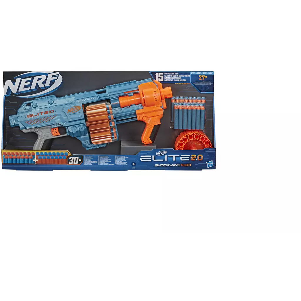 Hasbro Nerf Elite 2.0 Shockwave RD-15 Blaster Blue/Orange Age- 8 Years & Above