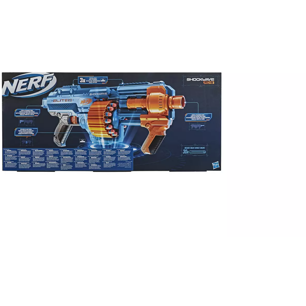 Hasbro Nerf Elite 2.0 Shockwave RD-15 Blaster Blue/Orange Age- 8 Years & Above