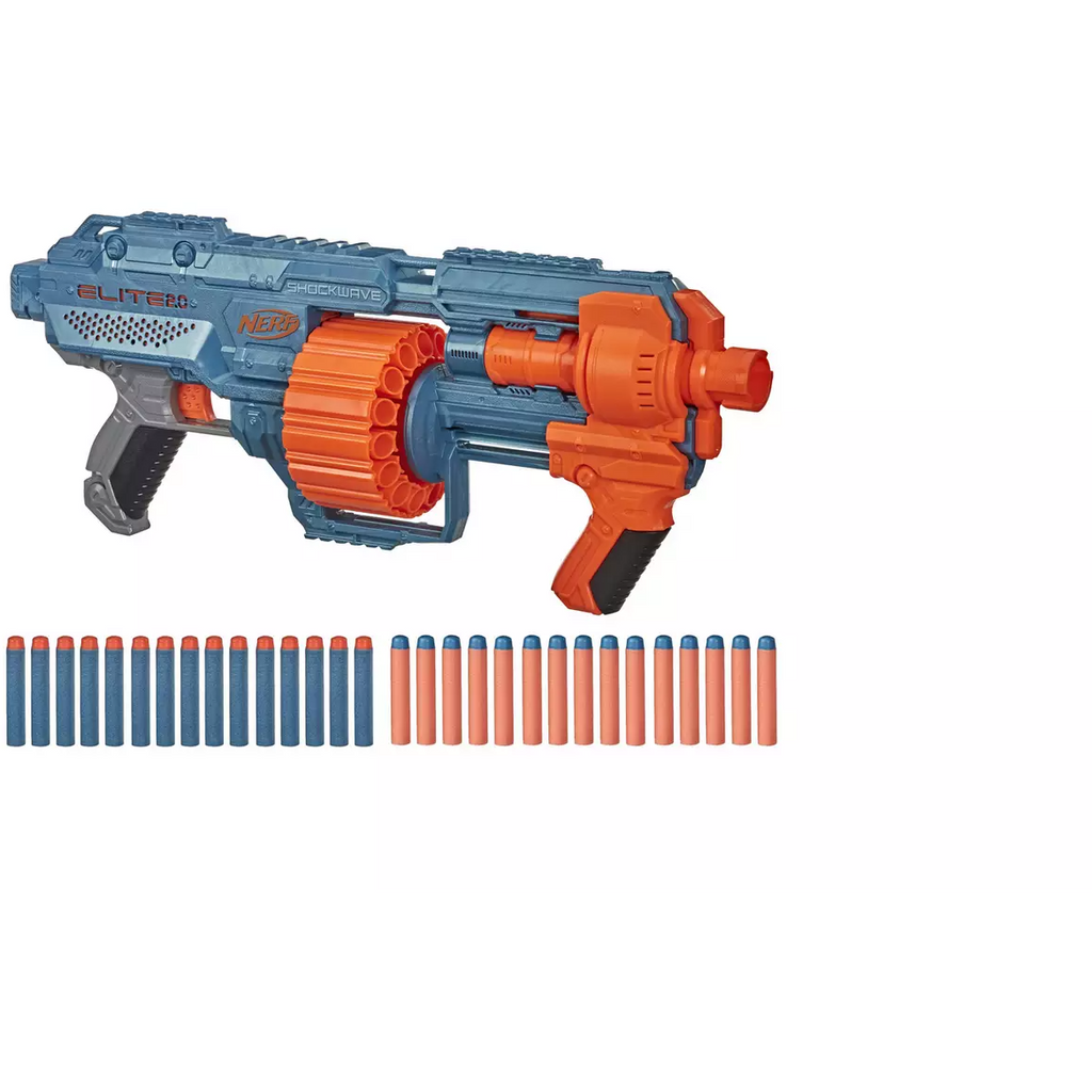 Hasbro Nerf Elite 2.0 Shockwave RD-15 Blaster Blue/Orange Age- 8 Years & Above