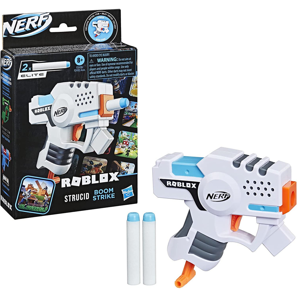 Hasbro Nerf Roblox Strucid: Boom Strike Dart Blaster Set White Age- 8 Years & Above