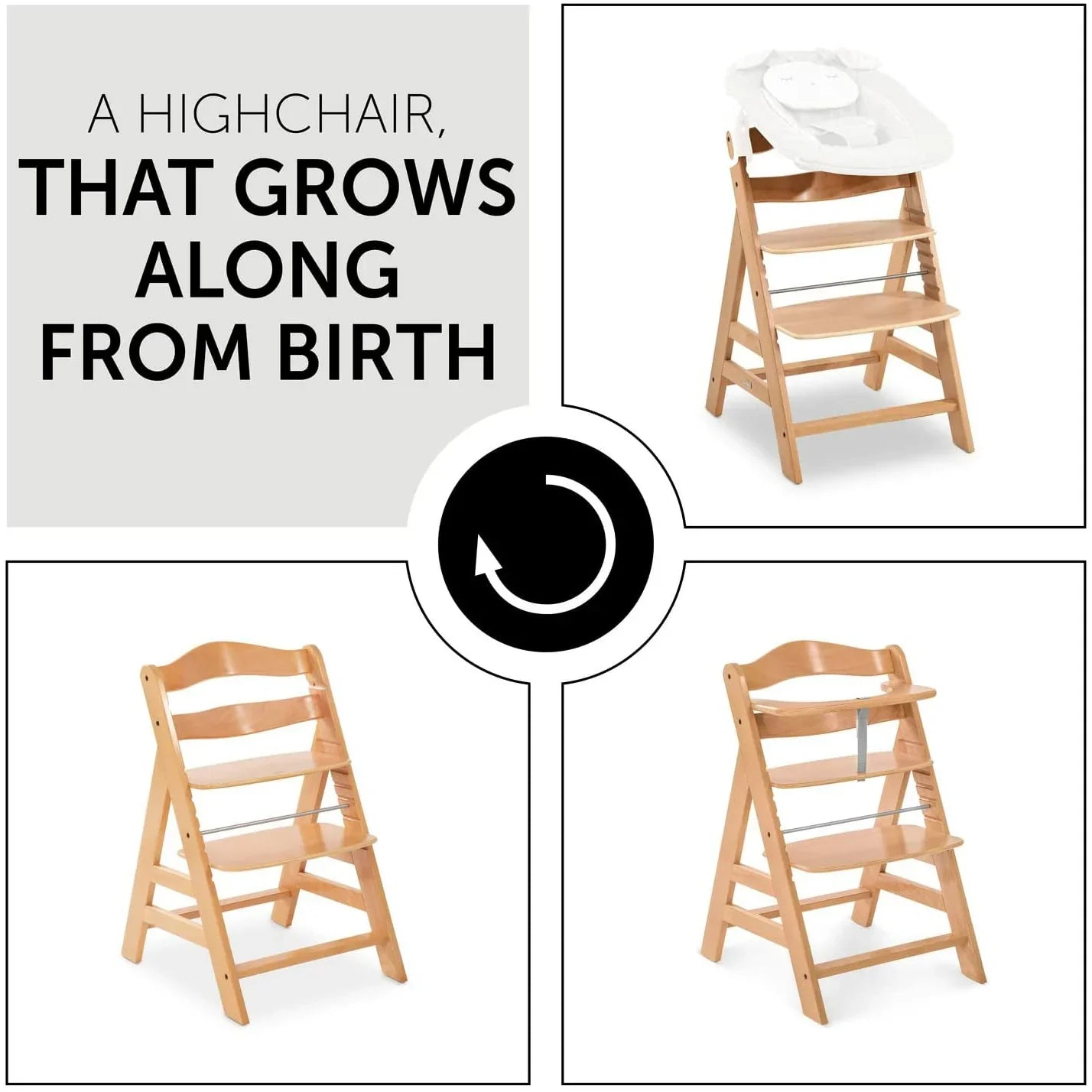 hochstuhl hauck Hauck Alpha+ Wooden Highchair Natural Age-6 Months & Above