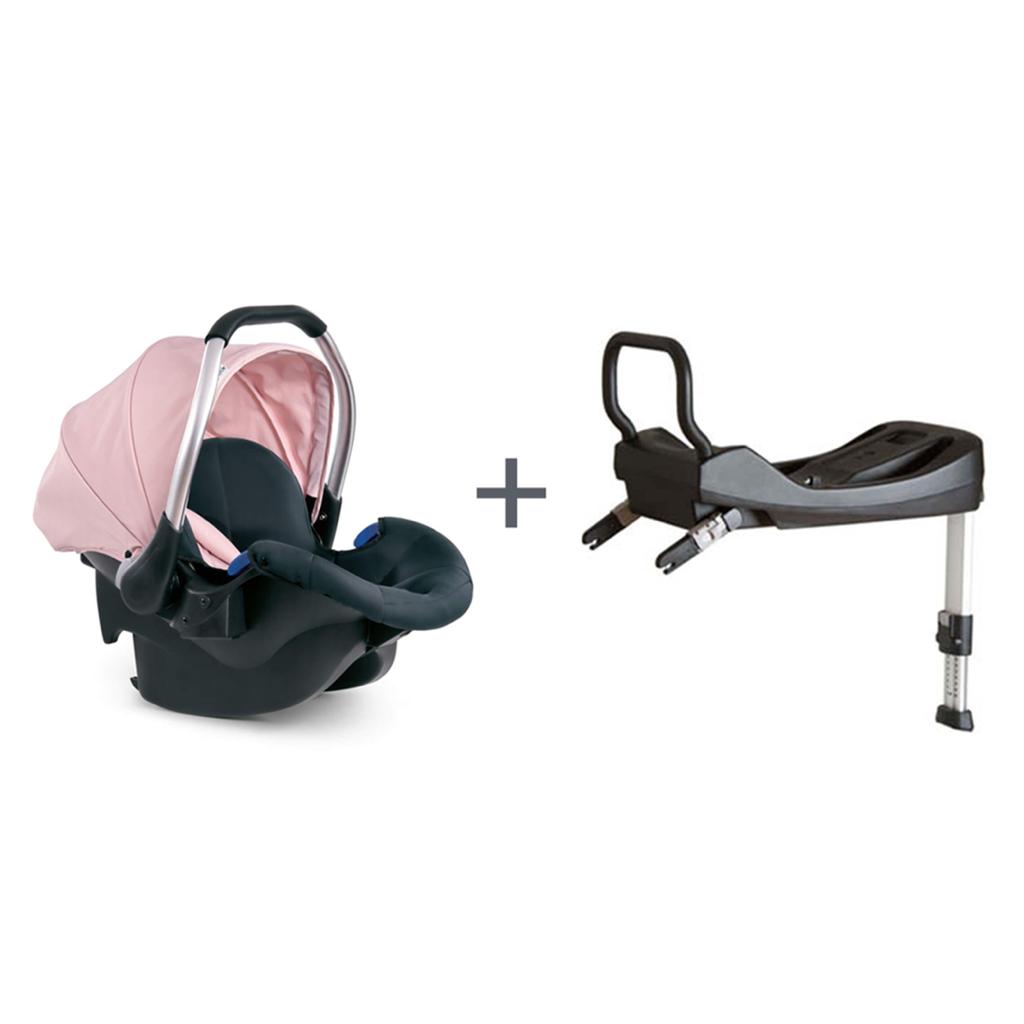 Hauck Comfort Fix Car Seat Pink Grey with Free Black IsoFix base
