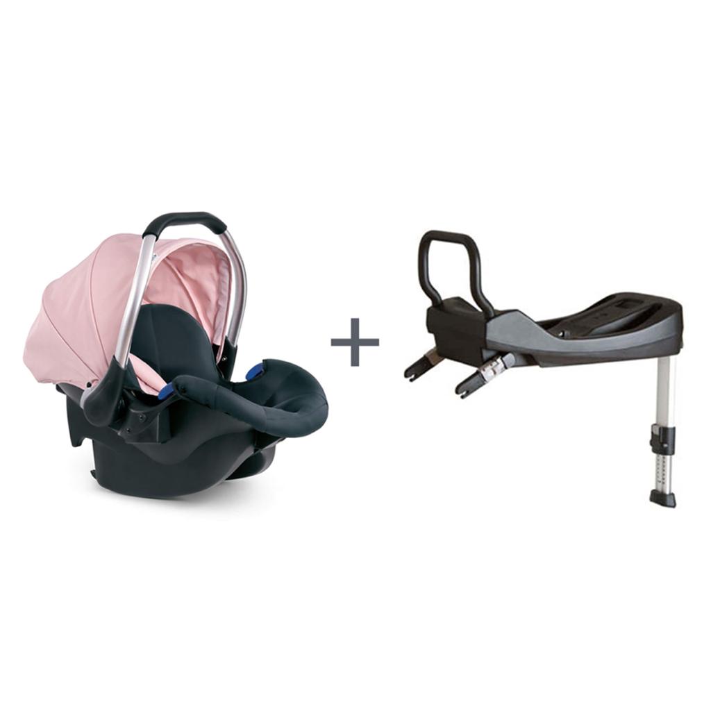 Hauck Comfort Fix Car Seat Pink/Grey with Free Black IsoFix base Age-0-12 Months (Holds upto 13Kgs)