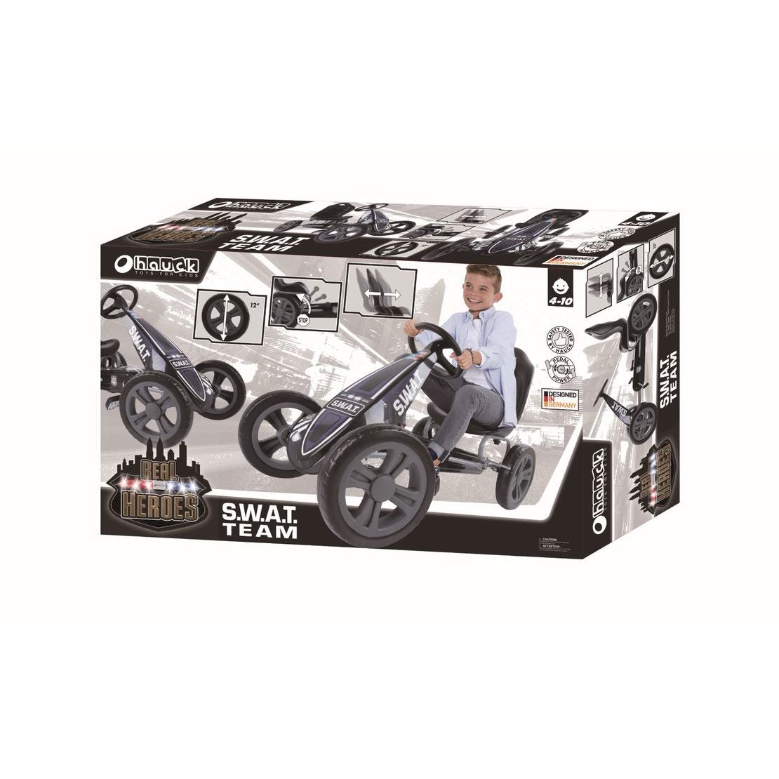 Hauck Cyclone Go Kart Swat Black Age 3 Years Above Holds upto