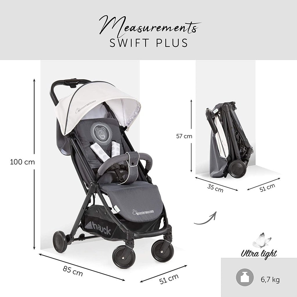 Hauck Disney Shopper Swift Plus Stroller Mickey Cool Vibes Grey/Black Age- Newborn & Above (Holds upto 15 Kgs)
