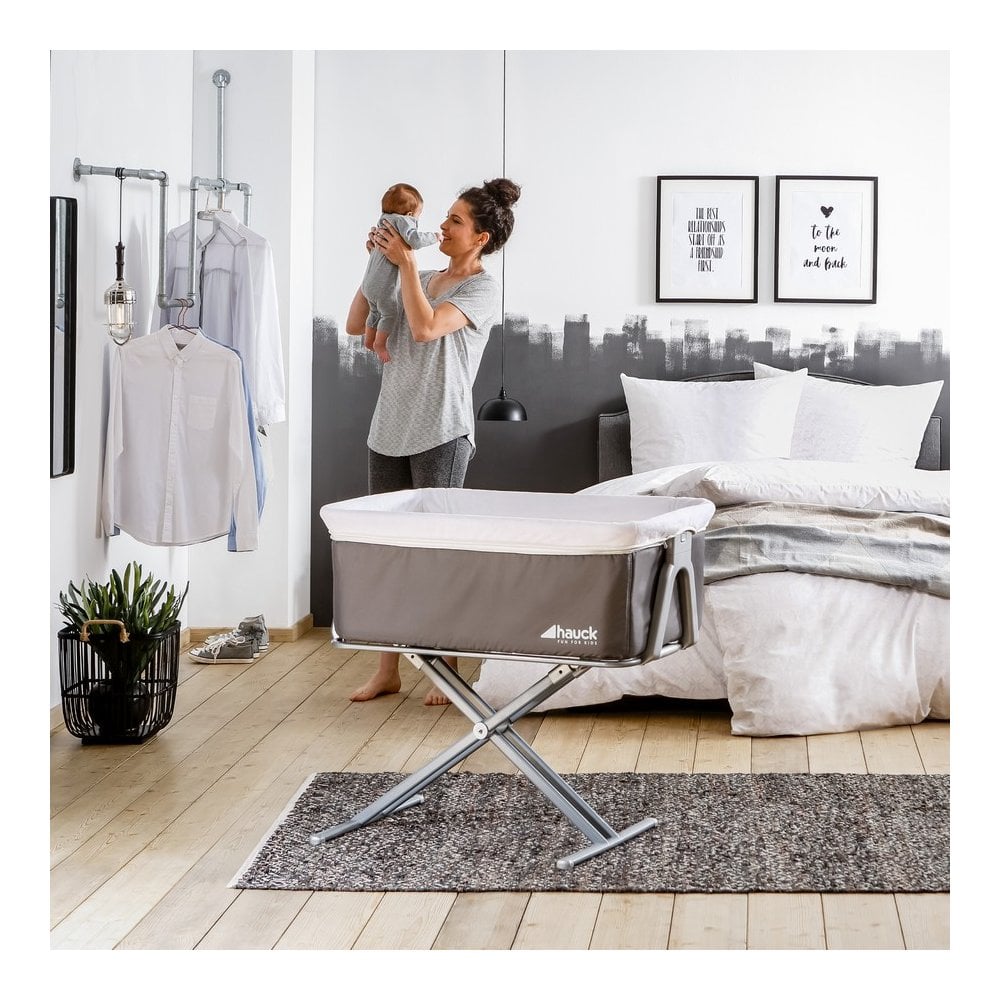 Hauck Face To Me Bedside Multipurpose Crib/Bassinet Grey Age- Newborn to 6 Months (Holds up to 9 kg)