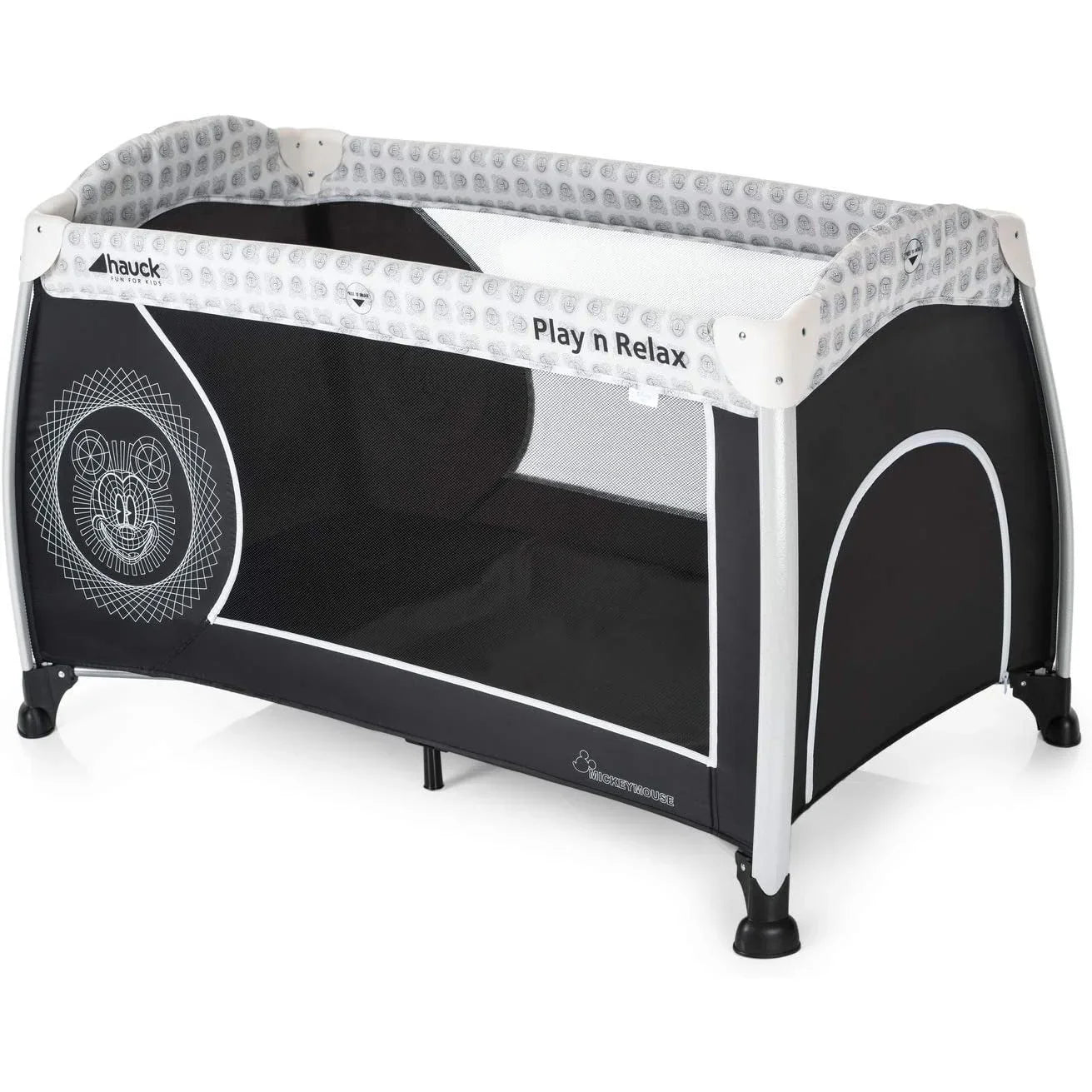 hauck play and relax Hauck Play N Relax Mickey Cool Vibes Travel Cot/Playpen Black Age- Newborn & Above (Holds up to 15 kg)