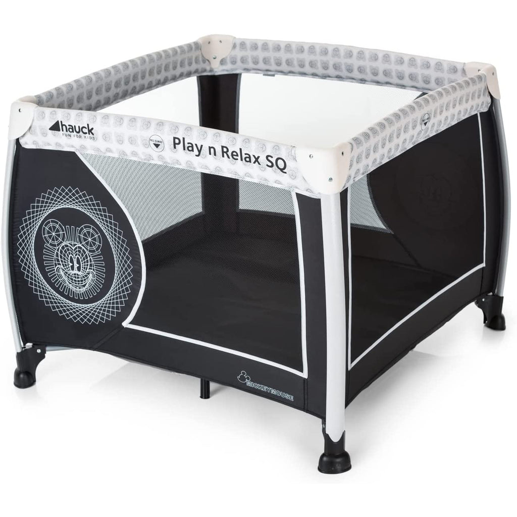 Hauck Play N Relax Square Mickey Cool Vibes Travel Cot Black Age- Newborn & Above (Holds upto 15 Kgs)