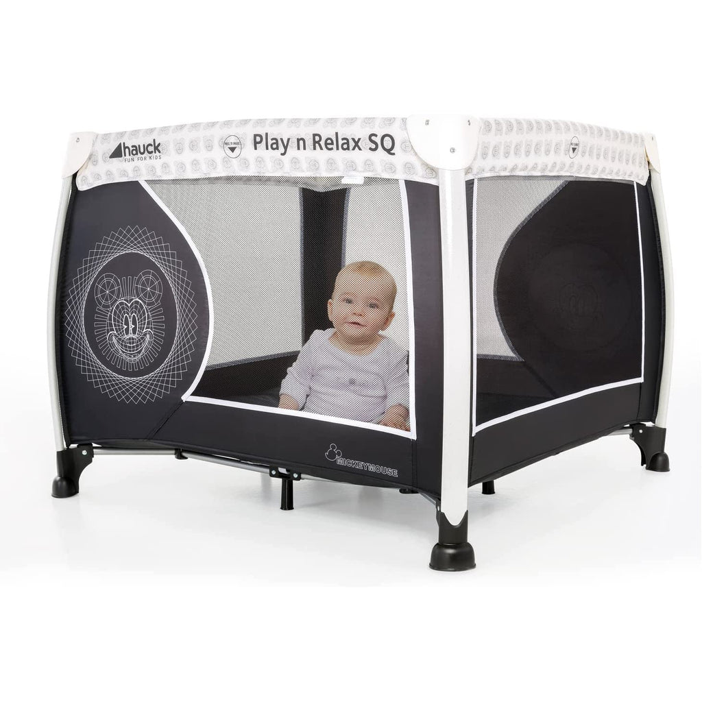 Hauck Play N Relax Square Mickey Cool Vibes Travel Cot Black Age- Newborn & Above (Holds upto 15 Kgs)