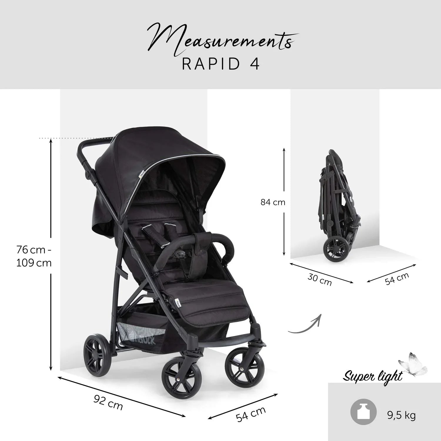 hauck sport silla de paseo Hauck Rapid 4 Stroller With Front Safety Bar Caviar Black Age-Newborn & Above