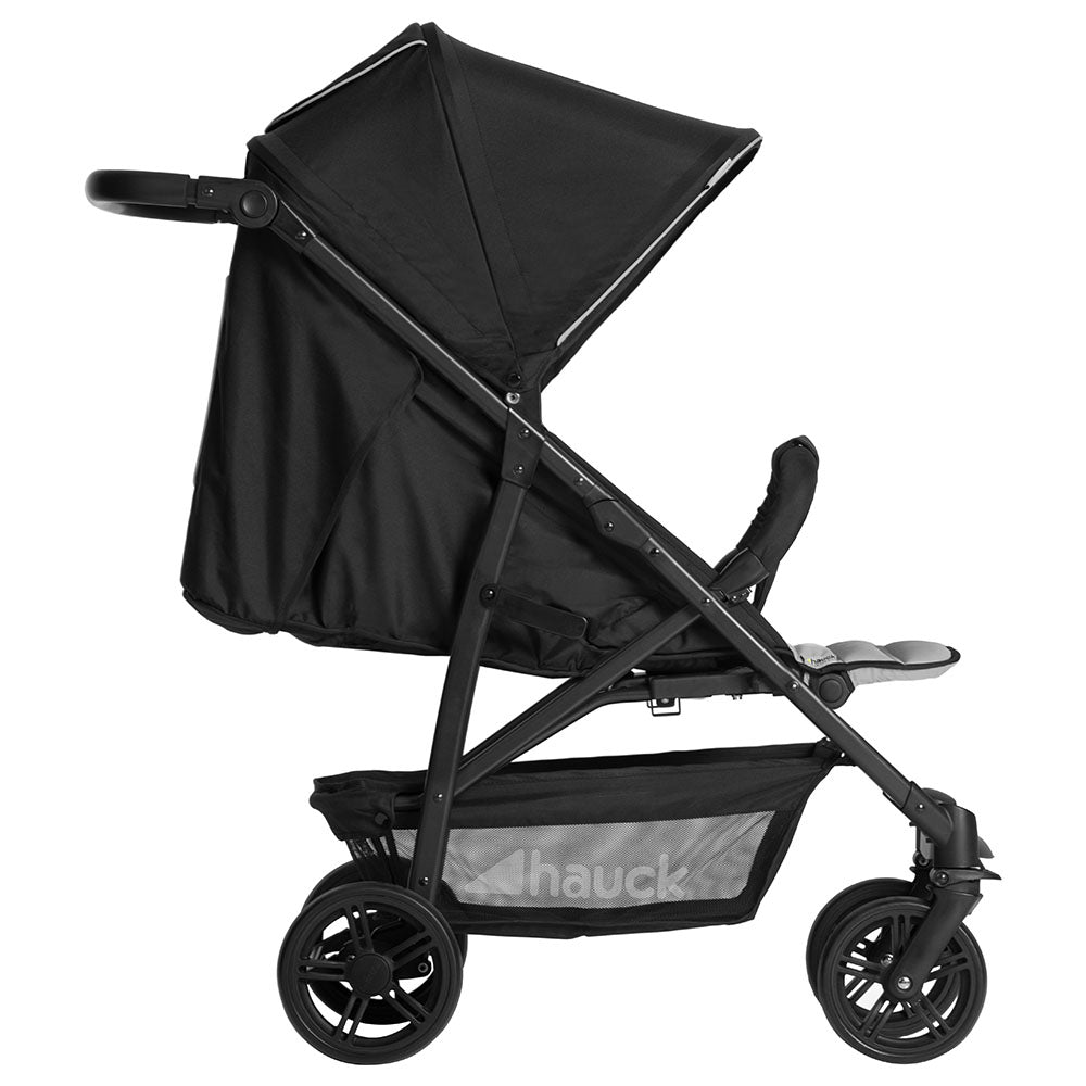 Hauck Rapid 4 Stroller With Front Safety Bar Caviar Silver Age Newborn Above Peekaboo