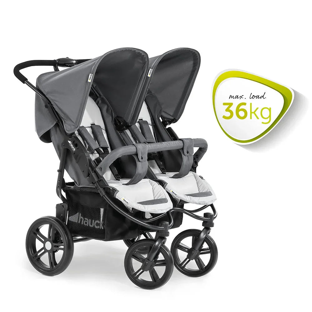 hauck roadster duo slx Hauck Roadster Duo SLX Twin Stroller Grey Silver Age- Newborn & Above (Holds up to 36 kg)