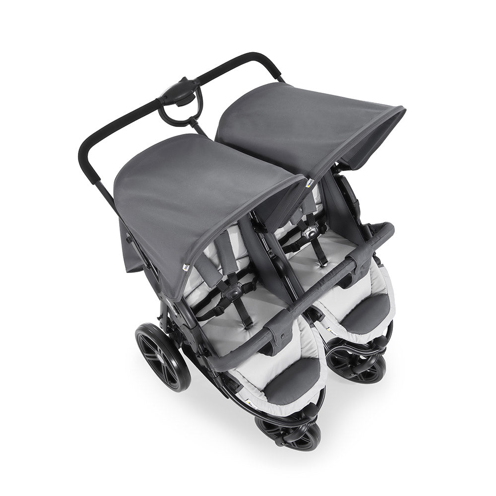 Hauck Roadster Duo SLX Twin Stroller Grey Silver Age Newborn Above Holds up to 36 kg Peekaboo
