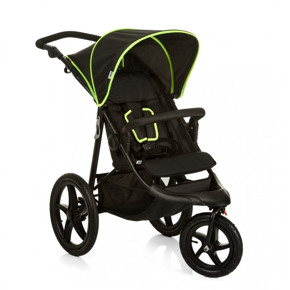 Hauck Runner 3 Wheel Pushchair Stroller Holding upto 18 Kg Black Neon Yellow Age Newborn Above Peekaboo