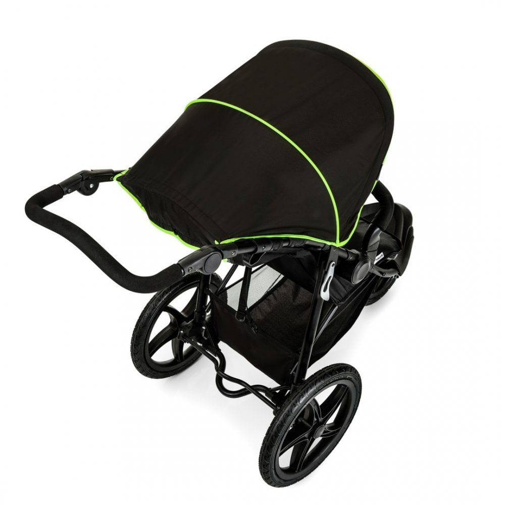 Hauck Runner 3 Wheel Pushchair Stroller Holding upto 18 Kg Black Neon Yellow Age Newborn Above Peekaboo