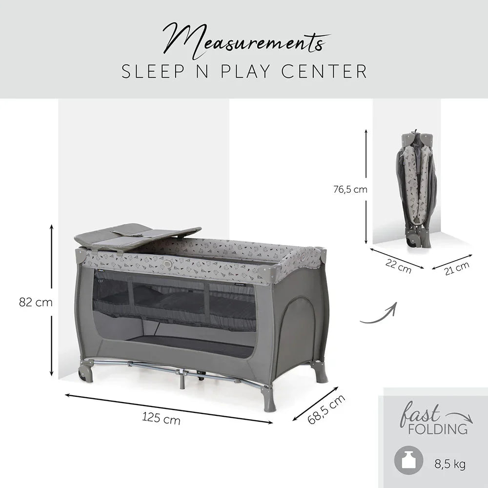 hauck travel cot dimensions Hauck Sleep N Play Centre Travel Bed Nordic Grey (Holds upto 15 Kgs Weight)  Age- Newborn & Above
