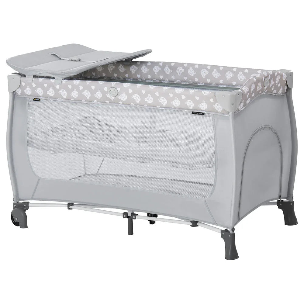 hauck travel bed Hauck Sleep N Play Centre Travel Bed Teddy Grey (Holds upto 15 Kgs Weight) Age- Newborn & Above