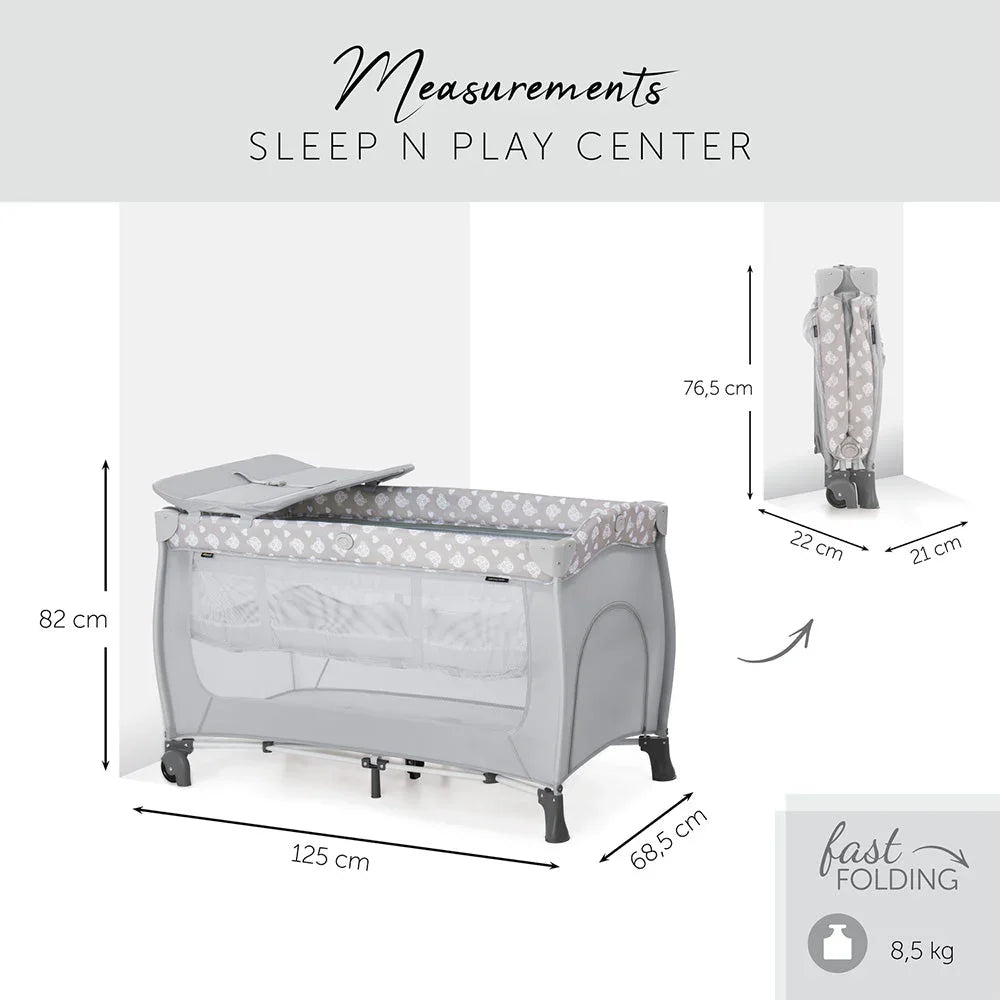 hauck play and sleep Hauck Sleep N Play Centre Travel Bed Teddy Grey (Holds upto 15 Kgs Weight) Age- Newborn & Above