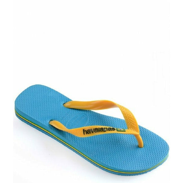 Havaianas Kids Brasil Logo Turquoise Yellow Size 23/24