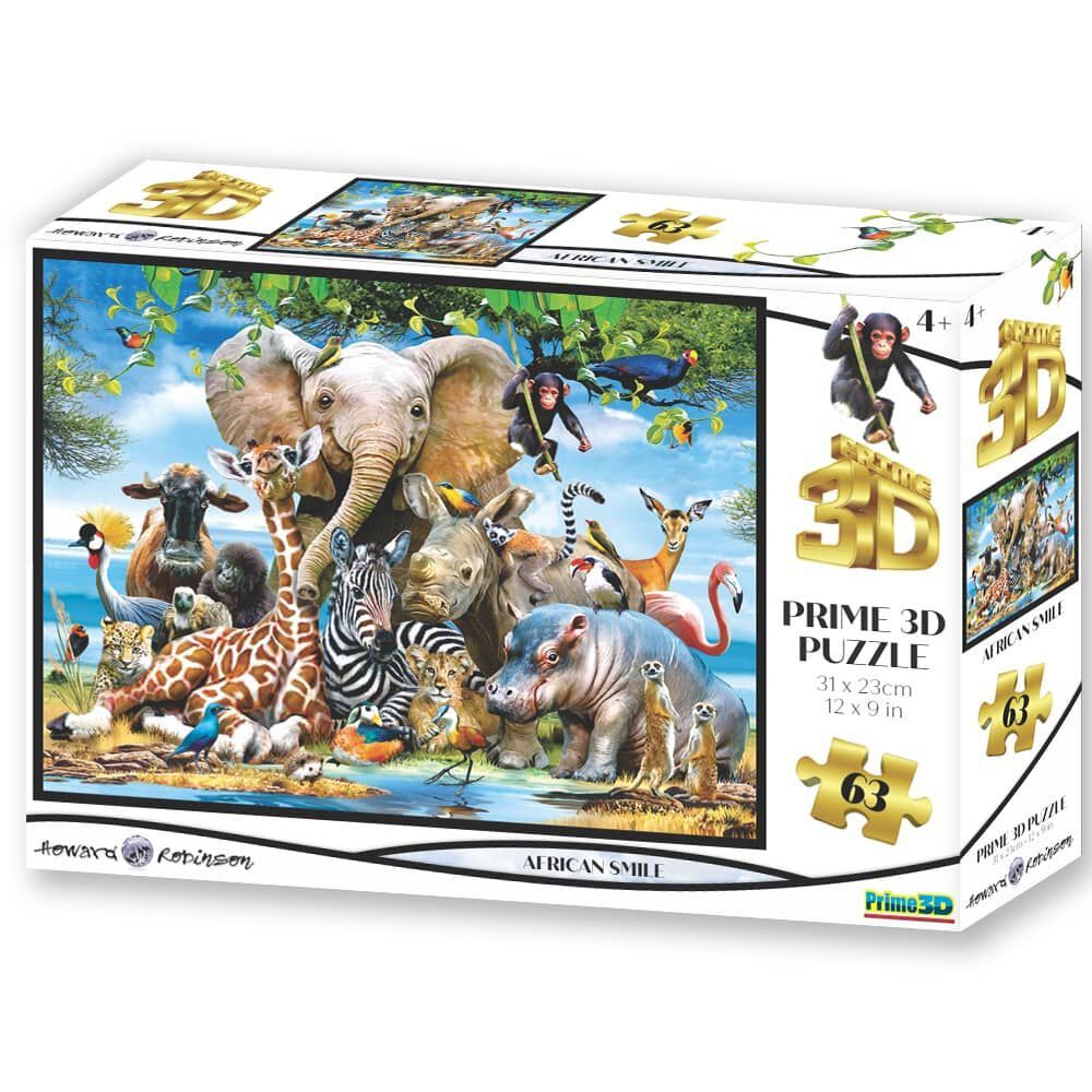 Howard Robinson Africa Smile 3D Puzzle 63 Pieces Age-4 Years & Above