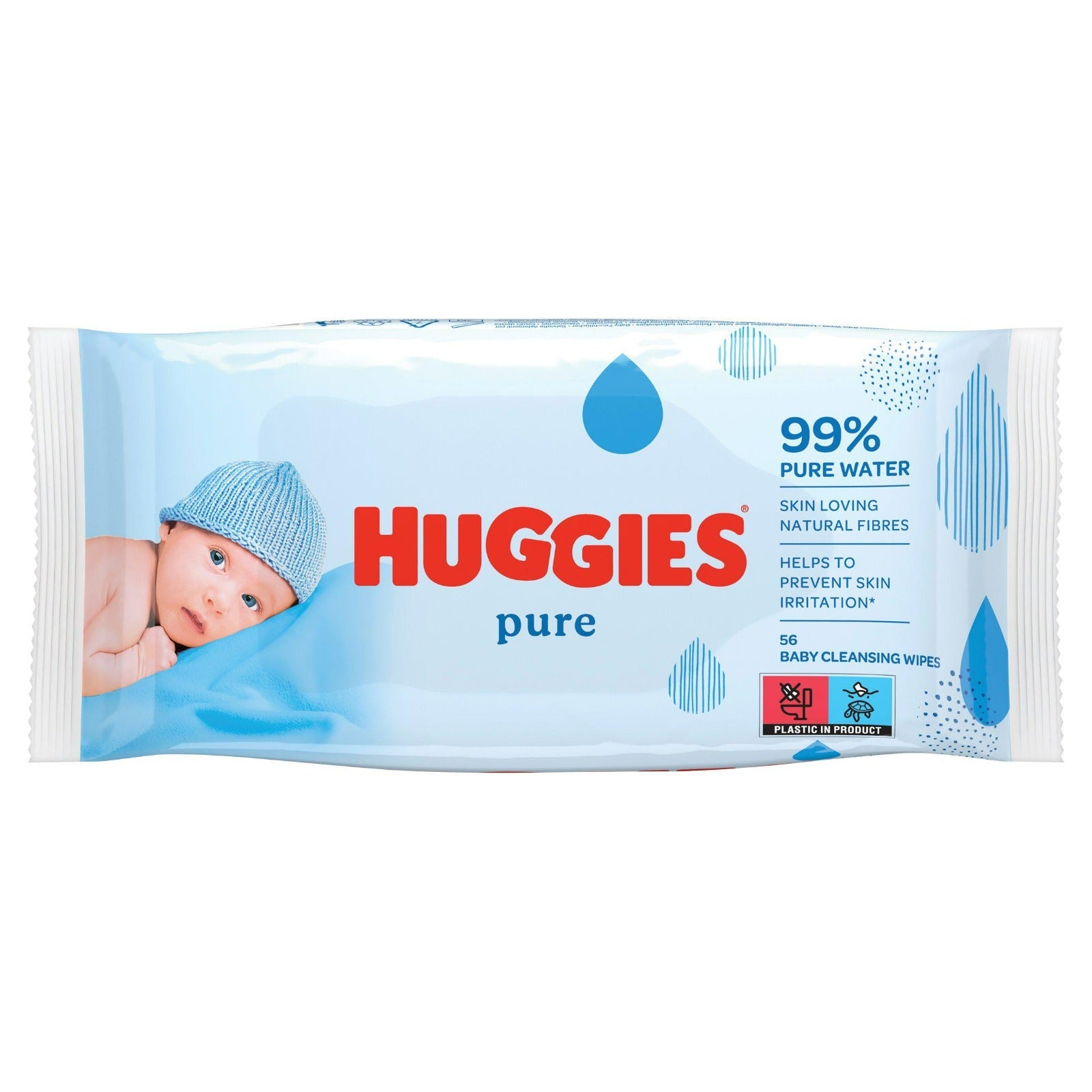 Huggies Baby Wipes Newborn Pure 56 Sheets Peekaboo