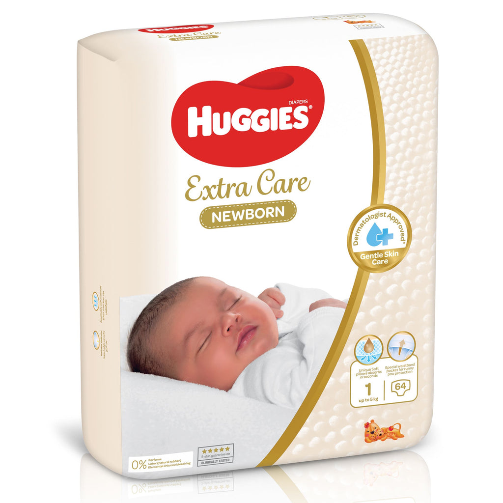 Huggies Extra Care Newborn Jumbo Pant Diapers Size 1 (4-6 Kg)- 64 Pieces