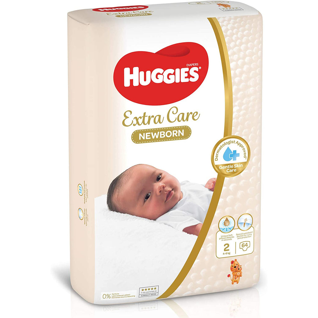 Huggies Extra Care Newborn Jumbo Pant Diapers Size 2 (5-8 kg) - 64 Pieces