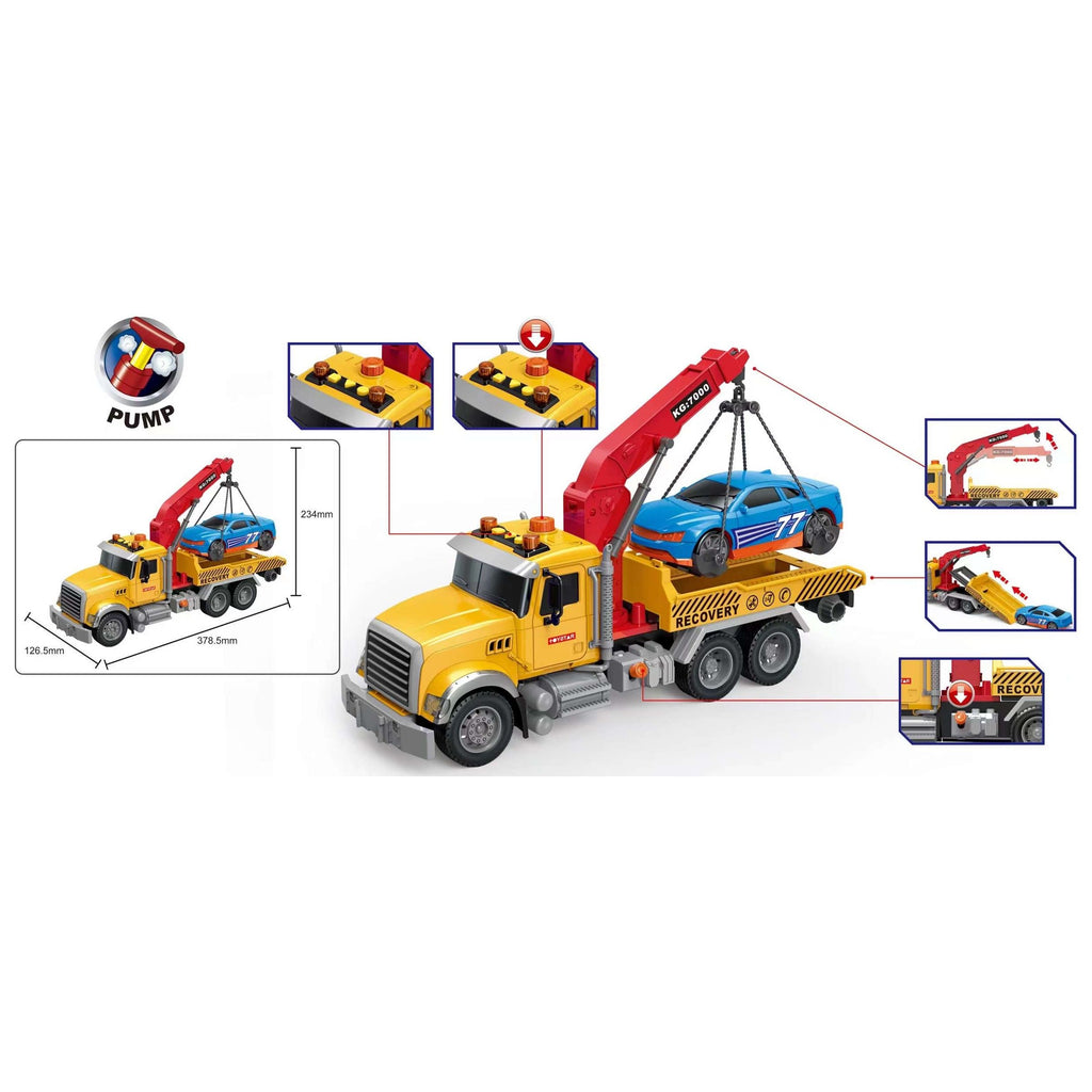 Toy Star 1:12 City Tow Truck Red with Hook and Car Red/Yellow Age- 4 Years & Above