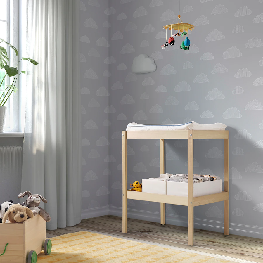 Ikea Sniglar Changing table Beech White 72 x 53 x 88 Centimeters Age Newborn Above Peekaboo