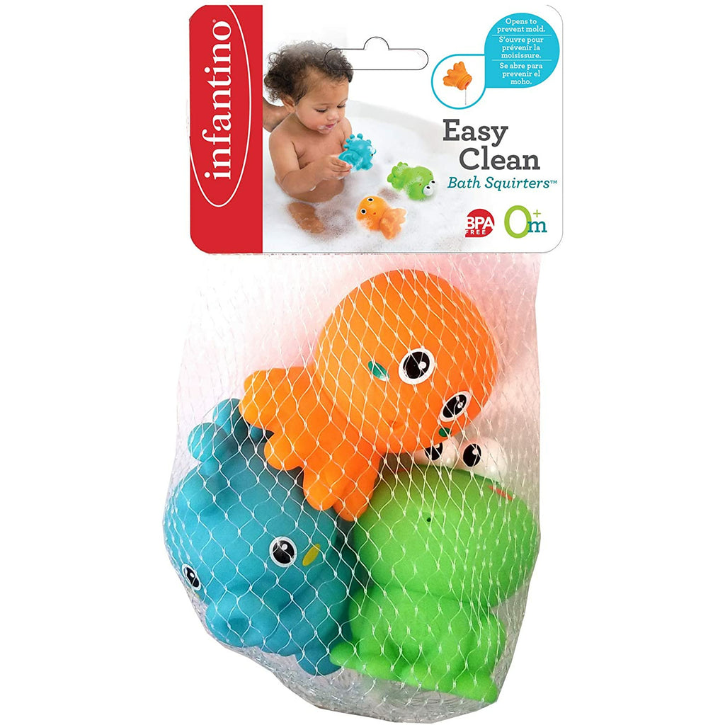 Infantino - Easy Clean Bath Squirters With Clipstrip Multicolor Age-6 Months & Above