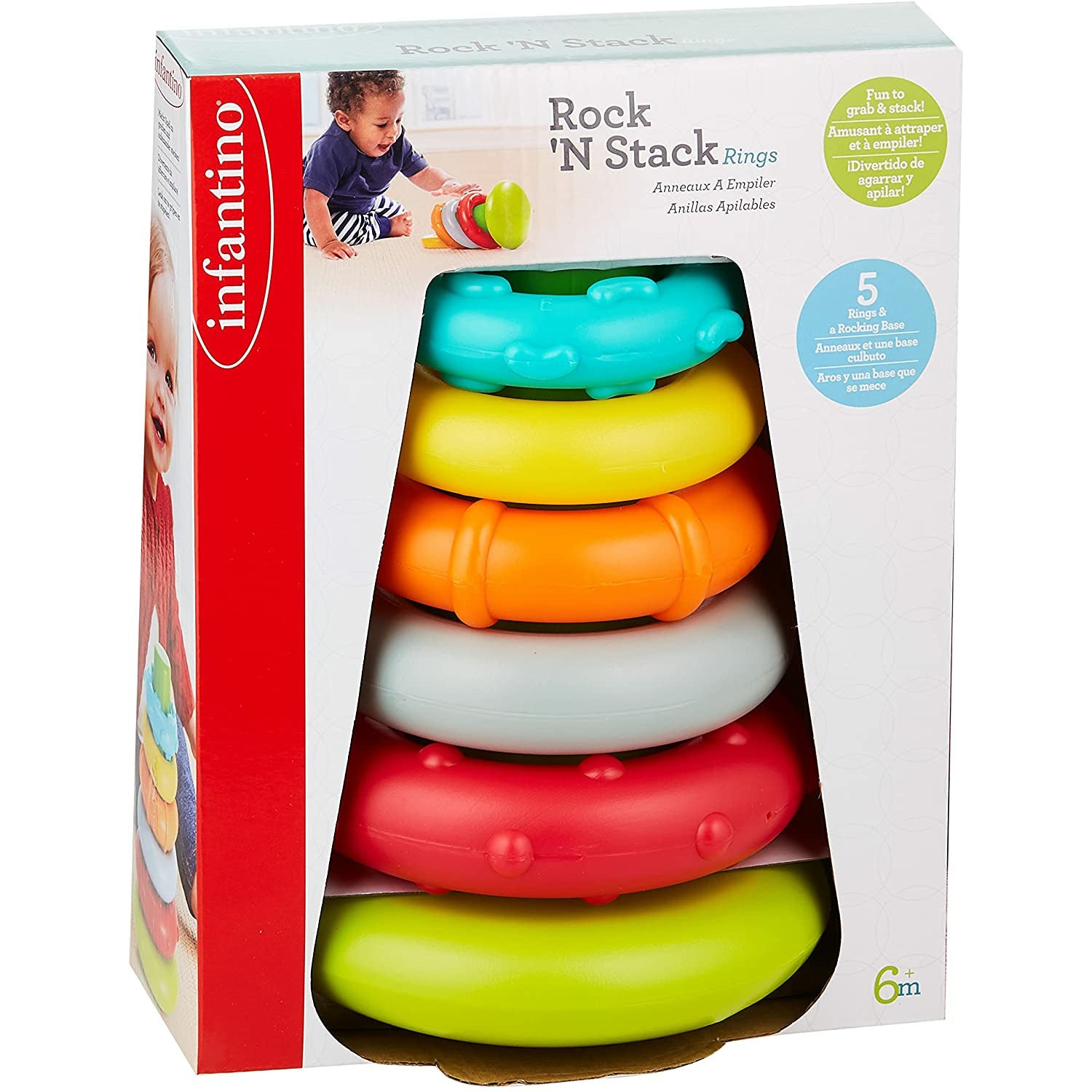 Infantino - Rock'N Stack Rings Multicolor Age-6 Months & Above