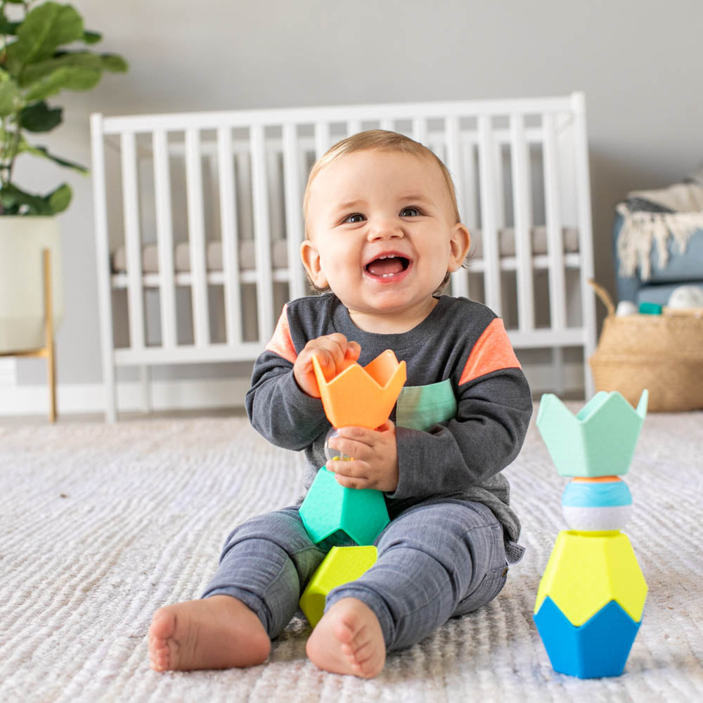 Infantino Balls, Blocks & Cups Stack & Link Playset Multicolor Age- 3 Months & Above