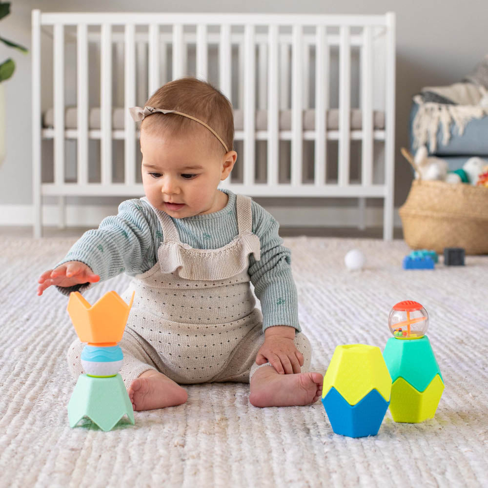 Infantino Balls, Blocks & Cups Stack & Link Playset Multicolor Age- 3 Months & Above