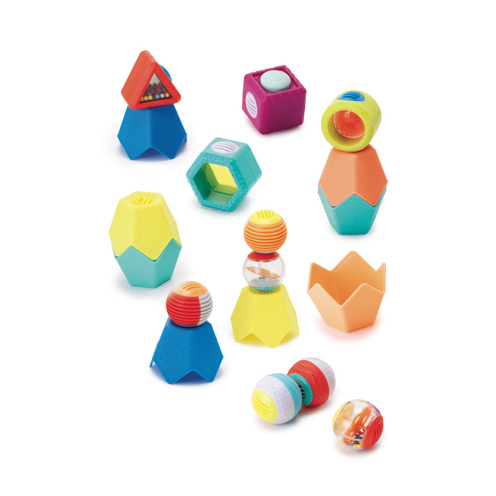 Infantino Balls, Blocks & Cups Stack & Link Playset Multicolor Age- 3 Months & Above