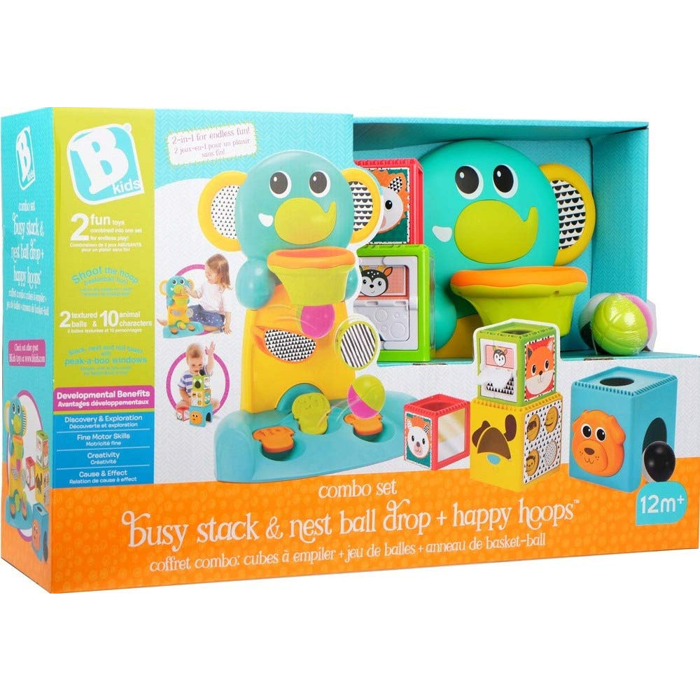 Infantino Busy Stack & Nest Ball Drop Happy Hoops Combo Set Multicolor Age- 12 Months & Above